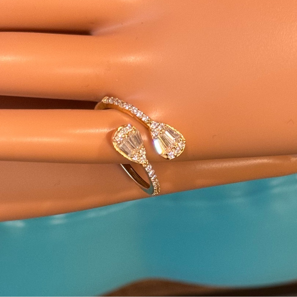 Elegant Open-Wrap Gold Plated Sterling Silver Adjustable Ring BSI 925